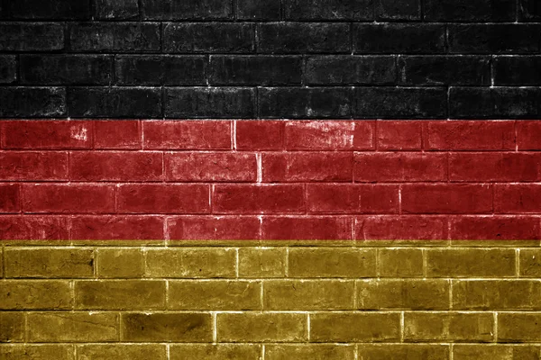 Bandera de Alemania pintada en una pared de ladrillo — Foto de Stock