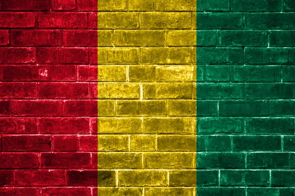 Гвинейский флаг, нарисованный на кирпичной стене — стоковое фото