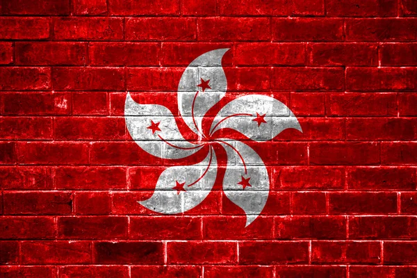 Vlajka Hongkongu maloval na zdi — Stock fotografie