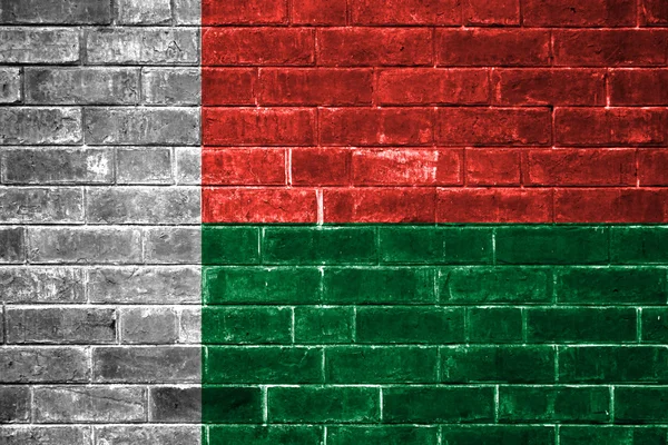 Madagaskar vlag geschilderd op een bakstenen muur — Stockfoto