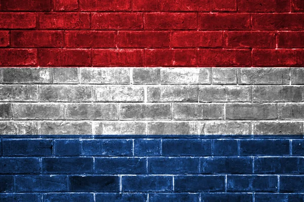 Bandera de Holanda pintada en una pared de ladrillo — Foto de Stock