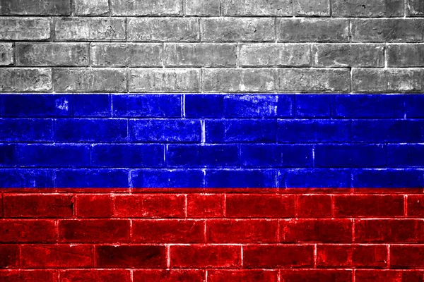 Flagge der Russischen Föderation auf Ziegelwand gemalt — Stockfoto