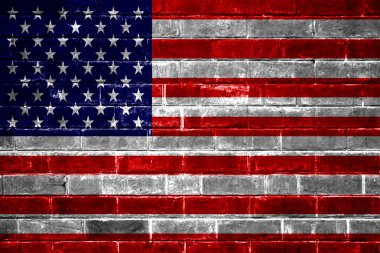 Amerikan bayrağı tuğla duvar arka plan