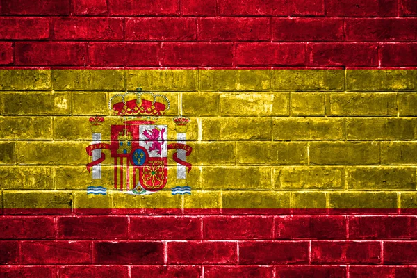 Bir tuğla duvara boyalı İspanya bayrağı — Stok fotoğraf