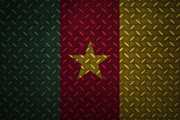 Cameroon Flag Seamless steel diamond plate — Stock Photo, Image