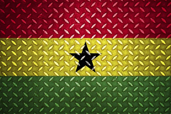 Ghana Drapeau Plaque de diamant en acier sans couture — Photo