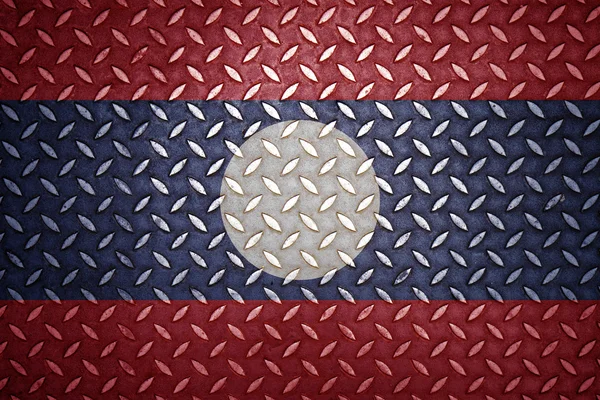 Laos bayrağı Dikişsiz çelik elmas plaka — Stok fotoğraf