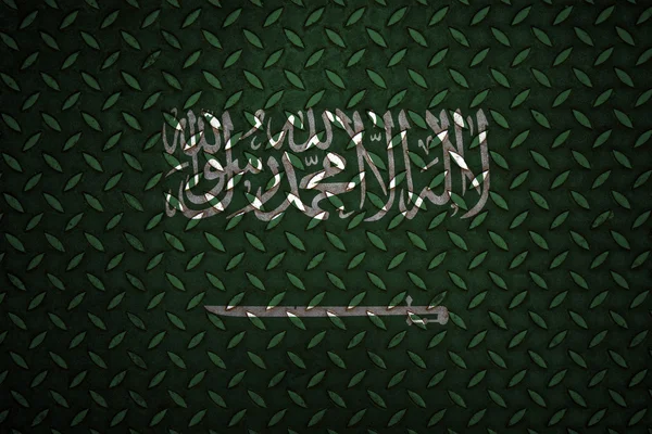 사우디아라비아 국기 원활한 강철 다이아몬드 플레이트 — 스톡 사진