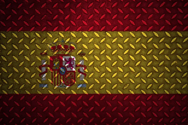 Spanien Flagge nahtlosen Stahl Diamantplatte — Stockfoto