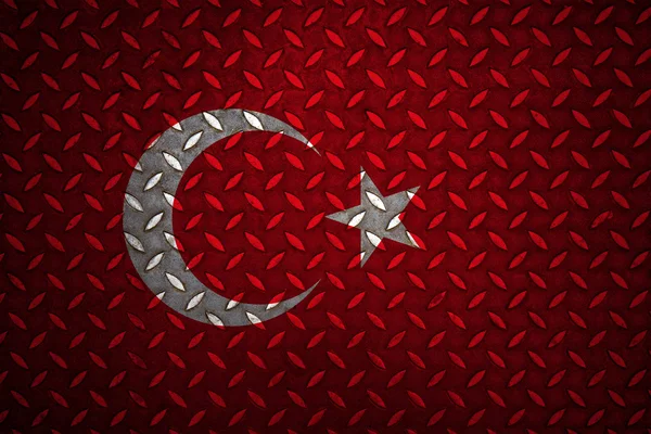 Turkiet flagga sömlösa stål diamond plate — Stockfoto