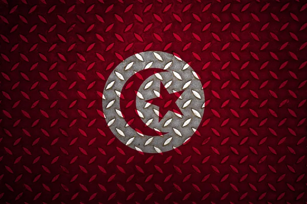 チュニジアの国旗のシームレスなスチール ダイヤモンド プレート — ストック写真