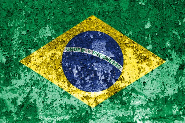 Brasilianische Flagge an alte Wand gemalt — Stockfoto