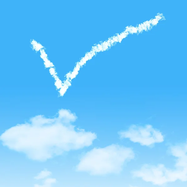 云形图标与蓝蓝的天空背景上的设计 — 图库照片