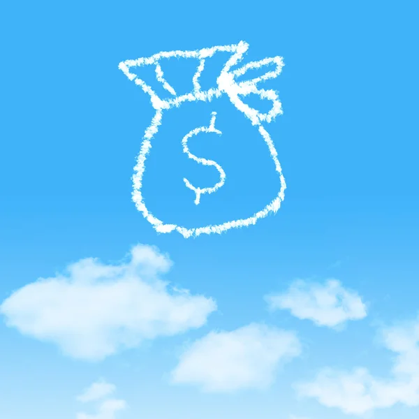 Cloud icon with design on blue sky background — Stock Photo, Image