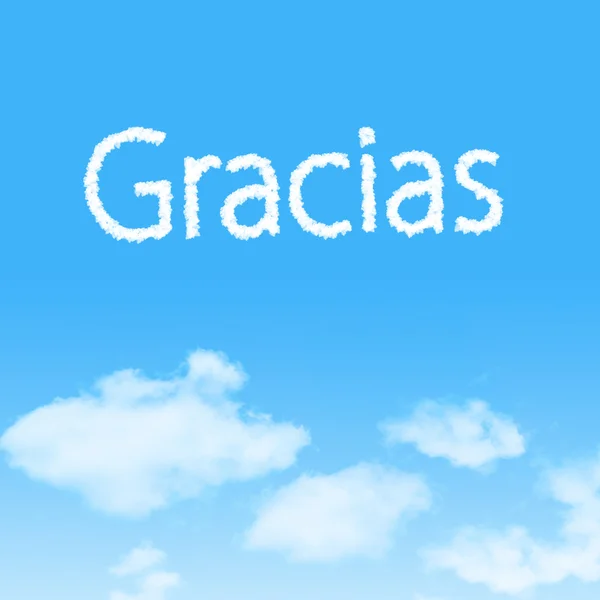 Icône nuage Gracias avec design sur fond bleu ciel — Photo