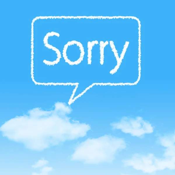 Sorry cloud icon with design on blue sky background — Stock Photo, Image