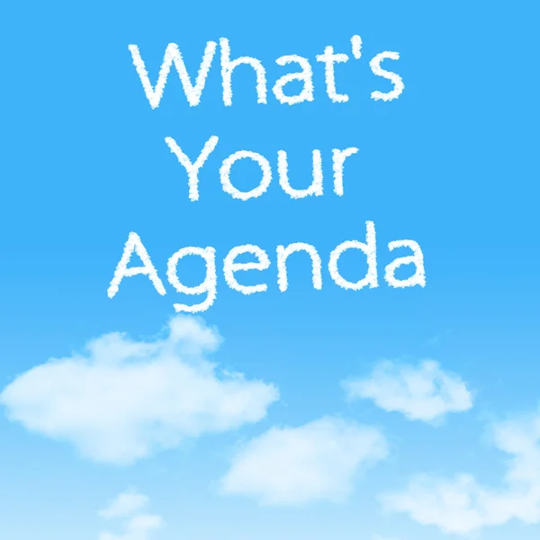 What's Your Agenda cloud icon with design on blue sky background — Stock Photo, Image