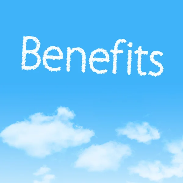 Benefícios ícone de nuvem com design no fundo do céu azul — Fotografia de Stock