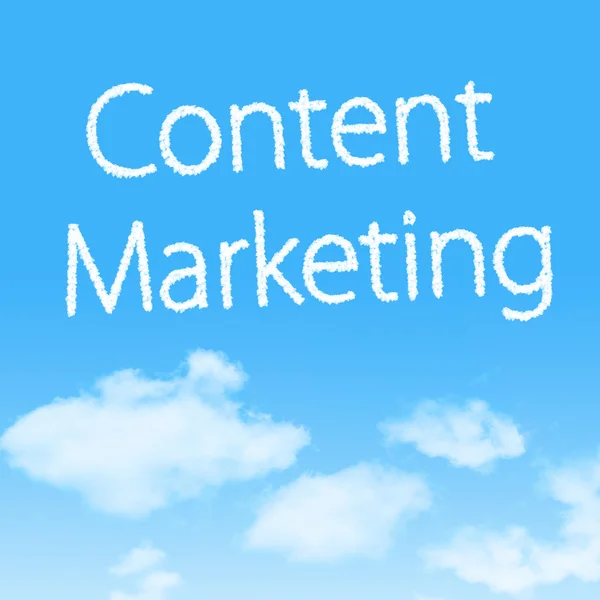 市场营销与设计在蓝蓝的天空背景上的云形图标的内容 marketingcontent — 图库照片