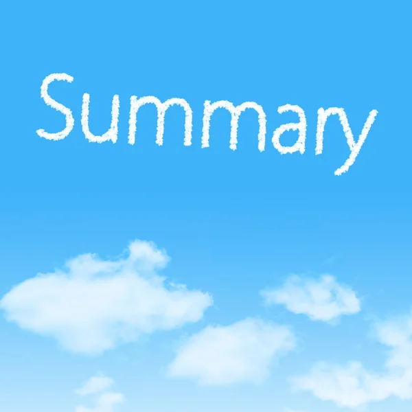 Summary cloud icon with design on blue sky background — Stock Photo, Image