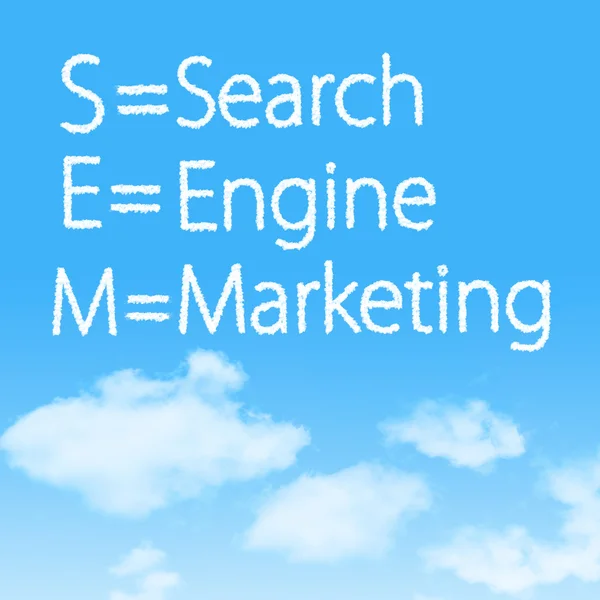 Search Engine Marketing хмарний значок з дизайном на фоні блакитного неба — стокове фото