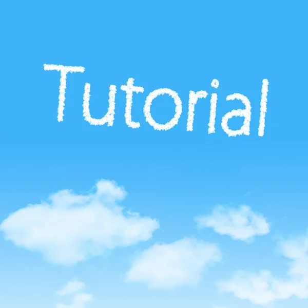 Tutorial cloud icon with design on blue sky background — Stock Photo, Image