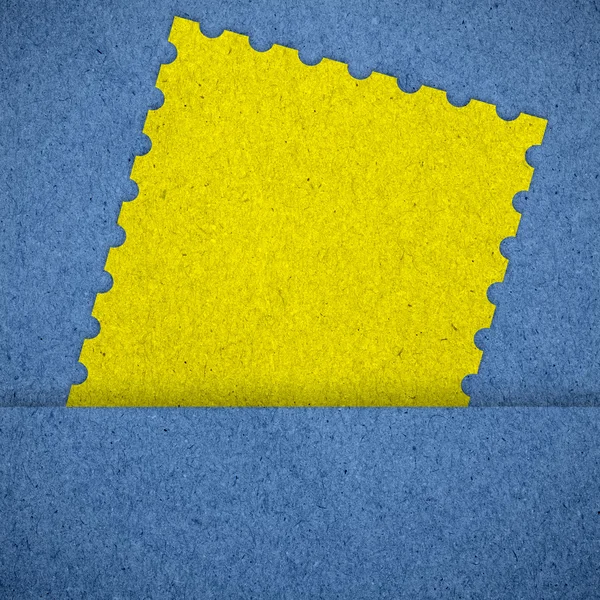 Timbre sur fond de texture de papier bleu — Photo