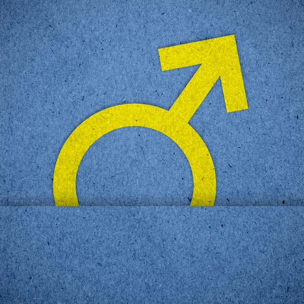 Male symbols on blue paper texture — Stock Photo, Image