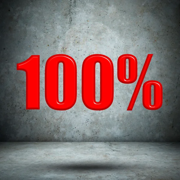 100 percent on concrete wall — Stock Photo, Image