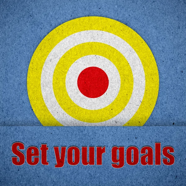Imposta i tuoi obiettivi su carta blu — Foto Stock