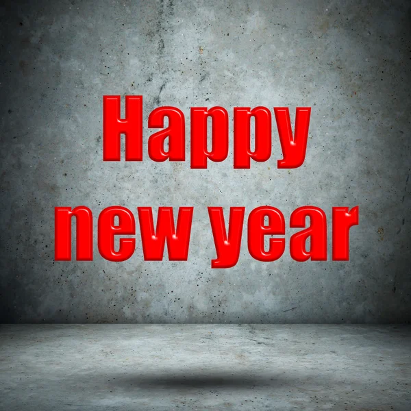Happy new year on concrete wall — Stock Photo, Image