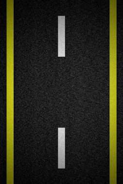 İki sarı ve kesik çizgili beyaz şerit olan yol