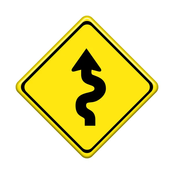 Жовтий дорожній знак на білому тлі — стокове фото
