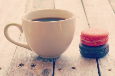 güzel ve renkli Fransız macarons retro vintage tarzı