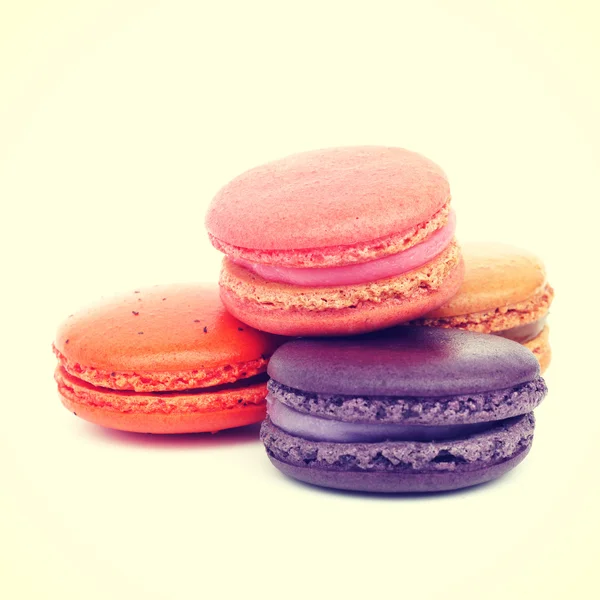 Macarons francesi dolci e colorati stile retrò-vintage — Foto Stock