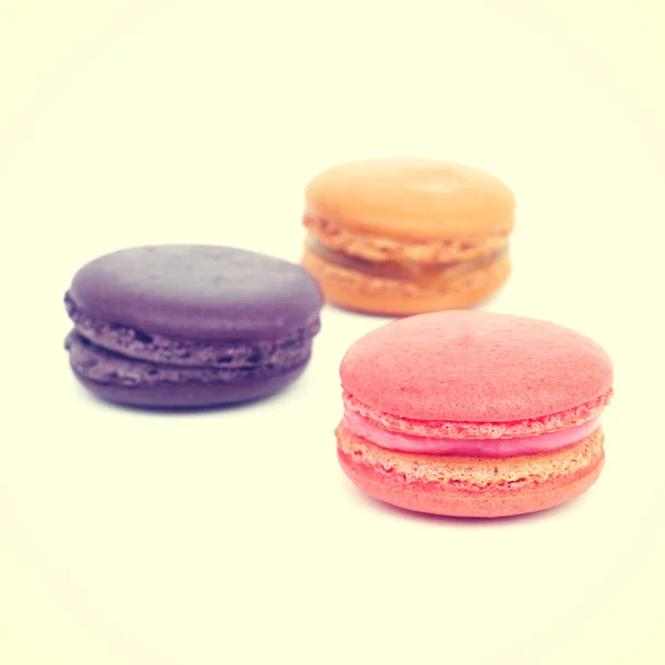 Sweet and colourful french macarons retro-vintage style — Stock Photo, Image