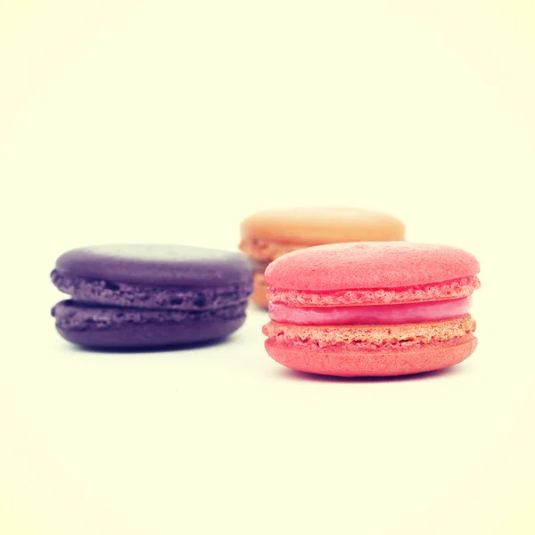 Macarons francesi dolci e colorati stile retrò-vintage — Foto Stock