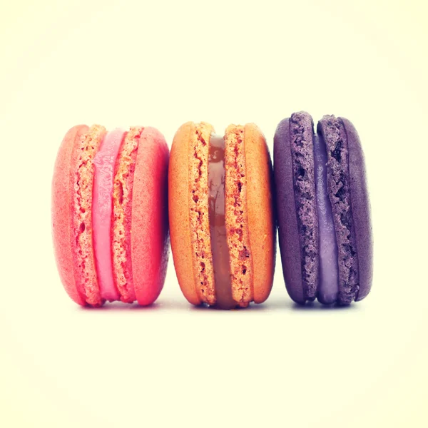 Macarons francesi dolci e colorati stile retrò-vintage — Foto Stock