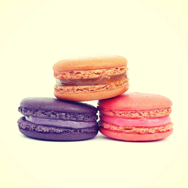 Zoete en kleurrijk Franse macarons retro-vintage stijl — Stockfoto