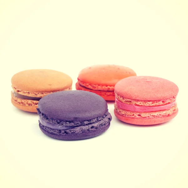 Macarons francesi dolci e colorati stile retrò-vintage — Foto Stock