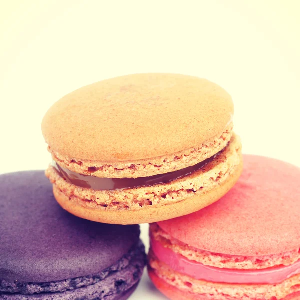 Macarons francesi dolci e colorati stile retrò-vintage — Foto Stock