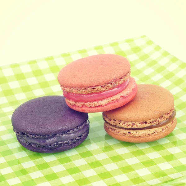 Macarons francesi dolci e colorati stile retrò-vintage — Foto Stock