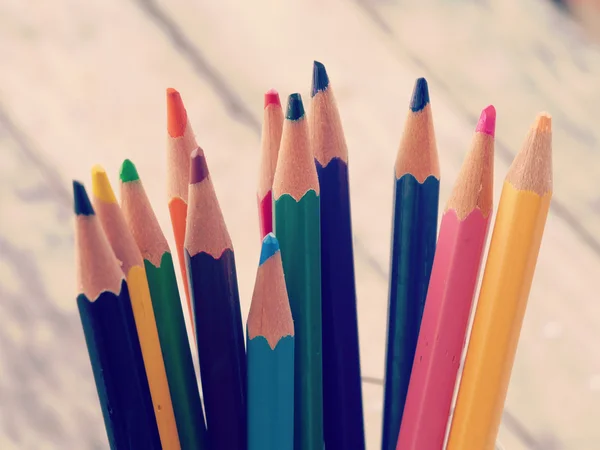 Color pencils old retro vintage style — Stock Photo, Image