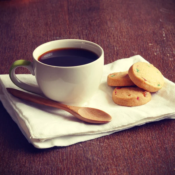 Tasse de café et biscuits vieux style vintage rétro — Photo