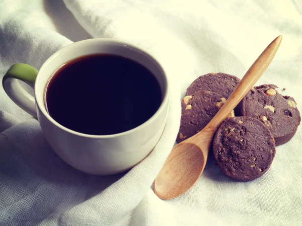 Kopje koffie met koekjes oude retro vintage stijl — Stockfoto