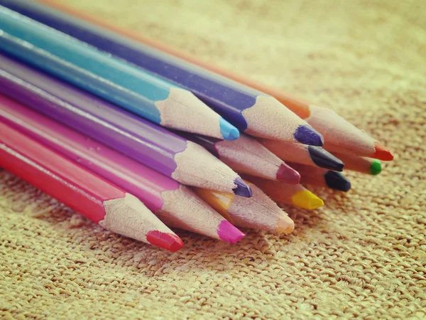 Color pencils old retro vintage style — Stock Photo, Image