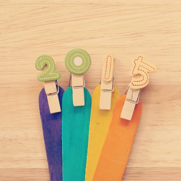 2015 on wood old retro vintage style — Stock Photo, Image