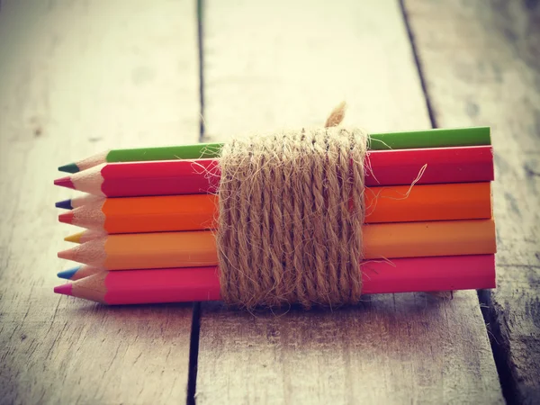 Color pencils old retro vintage style — Stock Photo, Image