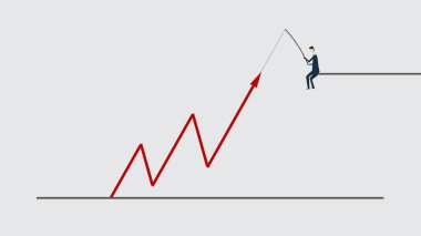Vektör işleri finansmanı. Liderlik kavramı, finansal büyümeyi yönetir. Vektör illüstrasyon düz tasarım