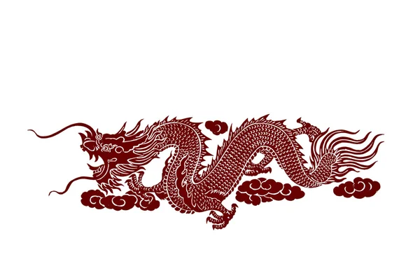 Red dragon on white background